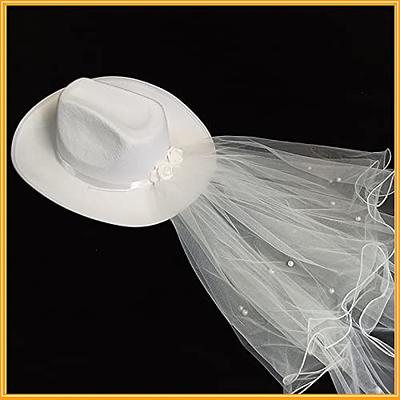 Junhcone White Elegant Cowgirl Hat with Veil Bride Wedding Photo Costume  Props Summer Outdoor Women Hat Western Cowboy Caps - Yahoo Shopping