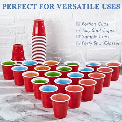 2 oz Red Shot glasses-disposable plastic Mini Red Party cups -20Ct