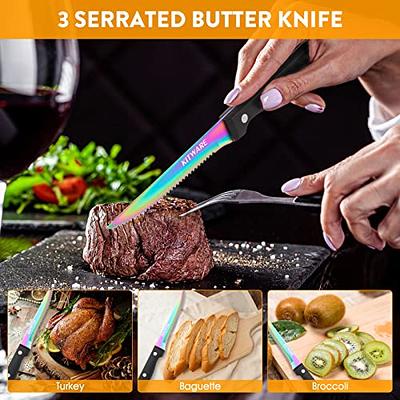  Rainbow Serrated Steak Knife 8 Piece Set, German High