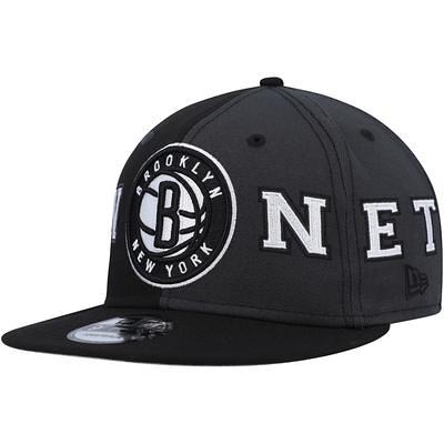 New Era Men's White and Black Brooklyn Nets Back Half 9FIFTY Snapback Hat