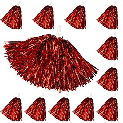 Hooshing 12PCS Pom Poms Cheerleading Red Fluffy Metallic Pom Poms