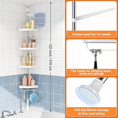 Telescopic Corner Shower Shelf 4 Tier Bathroom Corner Storage No