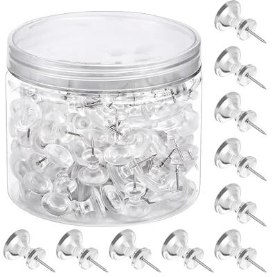 100-Pack Push Pins: Clear Plastic Head, Steel Point, Thumb Tacks for Wall,  Corkboard, Map, Calendar, Photo - Heavy Duty for Home Office and Craft Proj