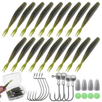  Soft Plastic Fishing Lures Jig Head Hooks Kit, 110pcs