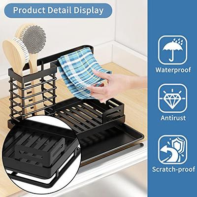 Consumest Kitchen Sponge Holder + Dish Brush Holder for Kitchen Sink, Sink  Organizer with Drip Tray for Countertop, Stainless Steel Rustproof