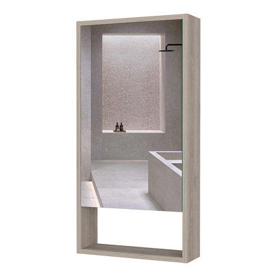 Modern Wood Medicine Cabinet, Compact Bathroom Medicine Cabinet with 1 Door  and Open Shelves, 32.08 H x 11.81 W x 9.96 D - Yahoo Shopping