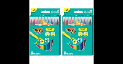 BIC Kids Ultra Washable Markers, Medium Point, Assorted Colors, 20/Pack  (BKCM20-AST) - Yahoo Shopping