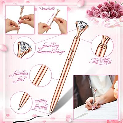 Leinuosen 50 Pcs Bulk Diamond Pens with Crystal Bridal Shower Pens Metal  Bling Pens with Black Ink Cute Ballpoint Pens Beautiful Wedding Pens for