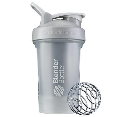 BlenderBottle Mantra 20 oz Glass Shaker Bottle Gray with Twist Lid