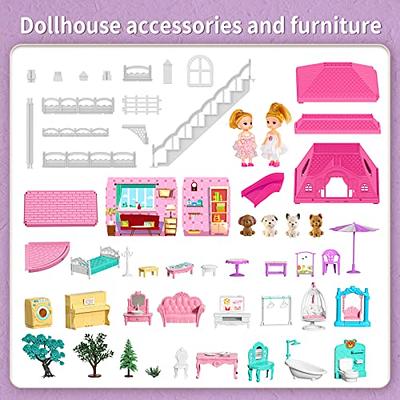  TEMI Doll House Girls Toys - 4-Story 12 Rooms Playhouse with 2  Dolls Toy Figures, Fully Furnished Fashion Dollhouse, Pretend Playhouse  with Accessories, Gift Toy for Kids Ages 3 4 5 6 7 8+ : Toys & Games