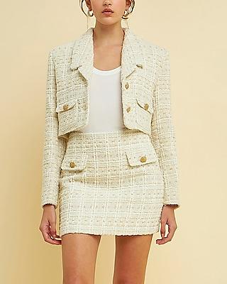 Endless Rose - Tweed Boyfriend Blazer White / S