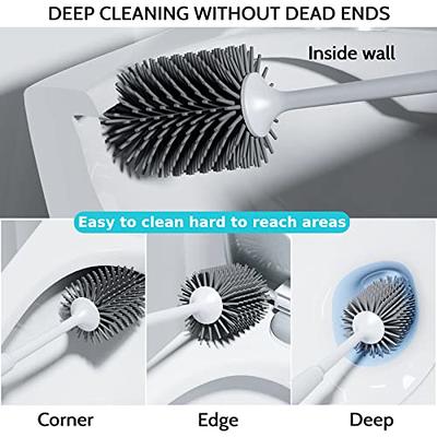 Toilet Bowl Brush and Holder, Toilet Brush and Holder with Antislip Grip Long Handle for Bathroom Deep Clean Durable Toilet Bowl Brushes Cleaner Set