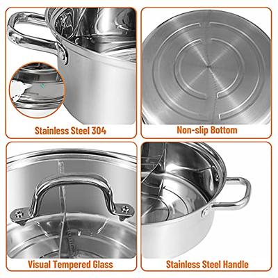 Hot Pot Stainless Steel Shabu Cooker with Dividers Cooking Saucepans  Without Cover Shabu Pot for Home Party Family Gathering pot