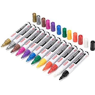 ZSCM 12 Colors Acrylic Glitter Markers Paint Pens, Rock Painting Pens  Markers Metallic Art Marker for Kids Adults Card Making Painting Glass  Ceramic