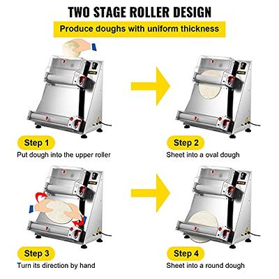 VEVOR Pizza Dough Roller Sheeter, Max 12 Automatic Commercial Dough Roller  Sheeter, 370W Electric Pizza Dough Roller Stainless Steel, Suitable for  Noodle Pizza Bread and Pasta Maker Equipment