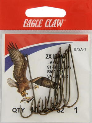 Eagle Claw 066NAH-2 2X Long Shank Offset Hook, Nickel, Size 2, 10