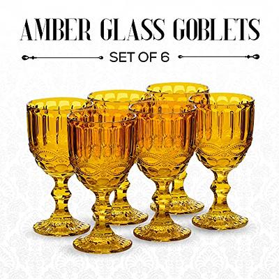 Elle Decor Set of 6 Wine Glasses, Colored Glassware Set, Colored Wine  Glasses, Vintage Glassware Sets, Water Goblets for Party, Wedding, &  Daily Use