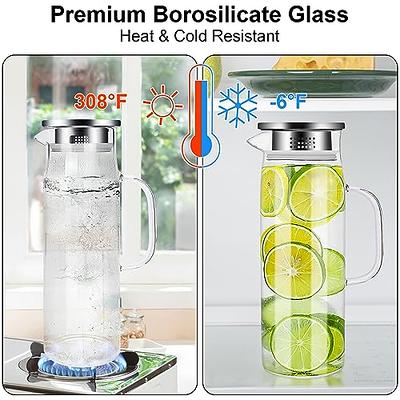 2 liter glass pitcher water jug juice carafe with lid and spout