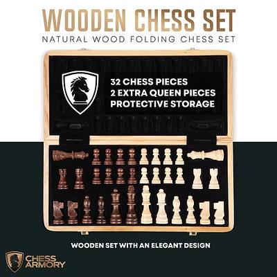 Chess Armory Large 17 Wooden Chess Set with Felted Game Board Interior for  Storage