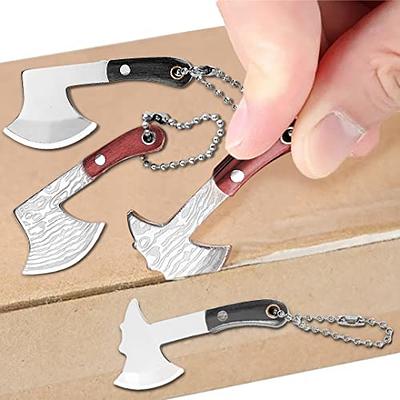 Mini Pocket Knife Axe Shape Tiny Knife Set Damascus Pocket Knife For  Package Opener Box Cutter Outdoor Camping