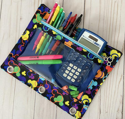 1InTheOffice Black Pencil Pouch, 3 Ring Binder Bag, Canvas