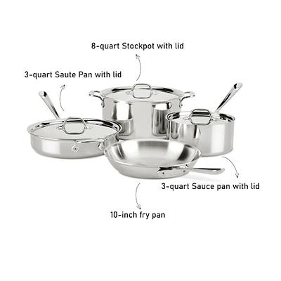 All-Clad D3 3-Ply Stainless Steel Cookware Set 10 Piece Induction Oven  Broil Safe 600F Pots and Pans - Yahoo Shopping