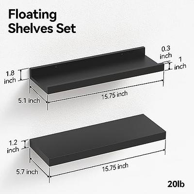 Boswillon Black Floating Shelves Set of 2, Wall Mounted Small Shelves for  Room, Modern Hanging Shelves for Wall Decor, Display Wall Storage Shelves