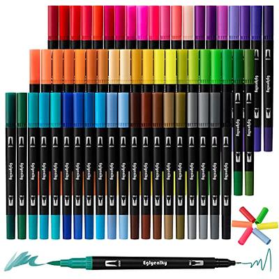 Shuttle Art 56 Colors Dual Tip Brush Pens Art Markers,Brush Tip with Fineliner