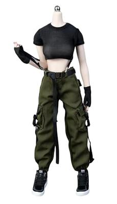1/12 Scale Female Action Figure Clothes Tshirt + Pants for 1:12 6inch  Female TBL Action Figure Doll Clothes (Black)