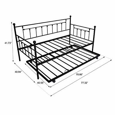 Twin Size Daybed, Solid Pine Wood Bed Frame with Pull Out Trundle for Kids Teens Adults, No Box Spring Needed - White