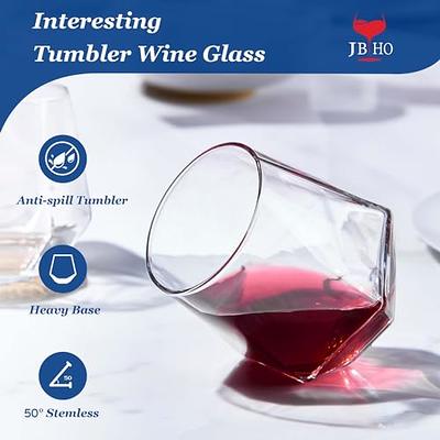 Chouggo Stemless Clear Wine Glasses Set of 6