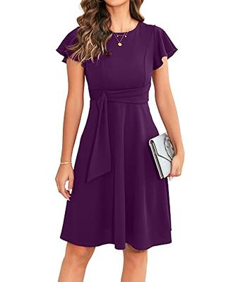 OWIN Women's Semi-Formal Dress Ruffle Sleeves Work Dress Fit and