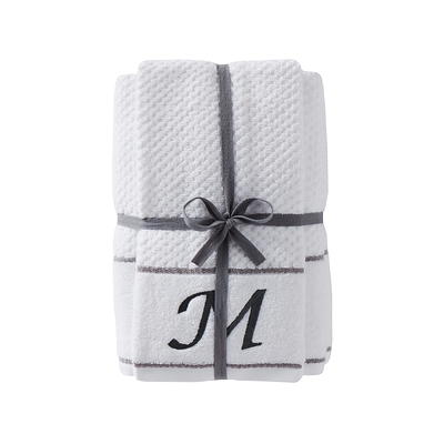 SKL Home Casual Monogram Letter X Bath Towel, white, cotton