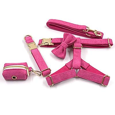 PETDURO Personalized Cat Collar with Bow Tie Gold Buckle Pink Velvet