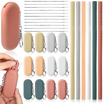 Zhehao 12 Sets Silicone Straws with Case Reusable Straws Foldable