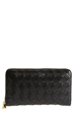 Bottega Veneta Intrecciato Leather Wallet on A Strap Parakeet-Gold