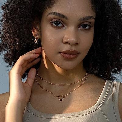 Ldurian Layered Necklaces for Women - 14K Dainty Gold Plated Layering  Chokers Necklaces Set Multilayer Delicate Necklace Trendy Adjustable Long