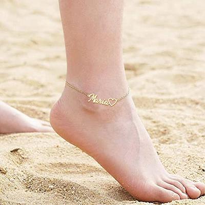 Anklet / Ankle Bracelet Custom Gold Figure 8 Links w/ Gemstones, Pearls or  Beads | eBay