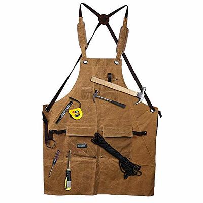 Cotton Canvas Cross Back Apron with Pockets –