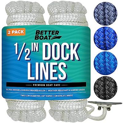 Boat Dock Lines & Rope Boat Ropes for Docking 1/2 Line Braided Mooring  Marine Rope