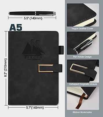 Lined Journal Notebook for Women, A5 Black Hardcover Leather Journals for  Writing, 200 Pages Travel Daily Journal,Thick College Ruled Notebook for