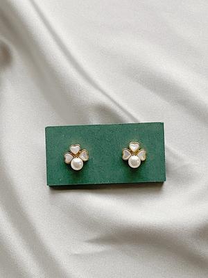 18K Gold and Emeralds Four Leaf Clover Stud Earrings 