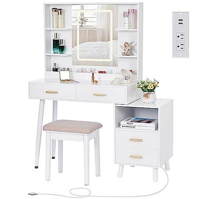 Makeup Vanity Desk with Lights, 3 Lighting Colors, White Vanity Set Makeup  Table with 3 Drawers, 2 Cabinets and Multiple Shelves, Large Vanity  45.2in(L) - Yahoo Shopping