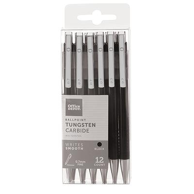  Office Depot Tinted Ballpoint Stick Pens, Medium Point, 1.0 mm,  Black Barrel, Black Ink, Pack Of 12, 18004 : Office Products
