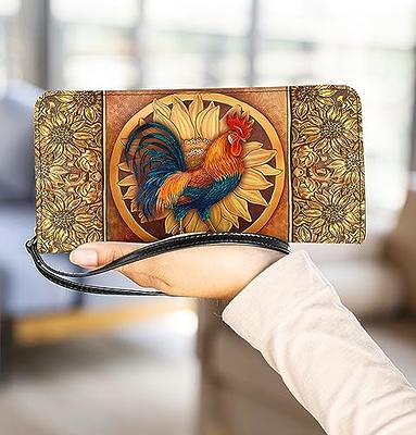 Sunflower Wallet Small Bifold Real Leather Handmade Women Wallet Bi-fold  Wallet RFID Blocking Genuine Leather Travel Purse Wristlet Card Holder