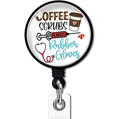 Coffee Scrubs and Rubber Gloves Badge Reel Retractable Badge Holder Badge  Clip ID Card Holder Badge Holder 