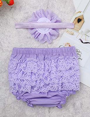 Yeahdor Infant Baby Girls Elastic Waistband Lace Ruffled Frilled Diaper  Cover Bloomers with Headband Photo Props Set Lavender 6-9 Months - Yahoo  Shopping