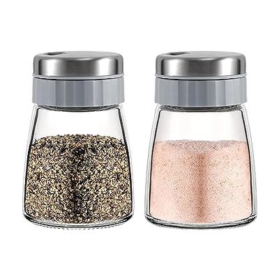 Salt and Pepper Shakers Set,DWTS DANWEITESI Salt Shaker w Stainless  Lid-Glass Spice Jars,Clear to Know When to Fill,Farmhouse Salt Pepper  Shakers Cute