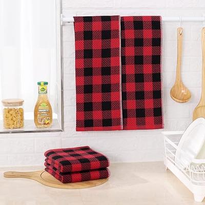 homing 100% Cotton Buffalo Plaid Kitchen Towels, 4 Pack Waffle Weave Dish  Towels for Drying Dishes, Super Soft Absorbent Quick Dry Hand Towels for