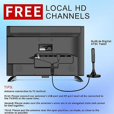 22 Inch TV, 1080p LED Widescreen HDTV w/Digital ATSC Tuners, 22 Inch Flat  Screen TV with HDMI/VGA/RCA/USB for Kitchen, RV, Bedroom, Caravan(NO DVD